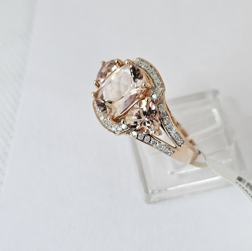 Genuine 10K Rose Gold Morganite & Diamond 3.86 Carat Ring Size 8! 🍑✨️ - Picture 4 of 7